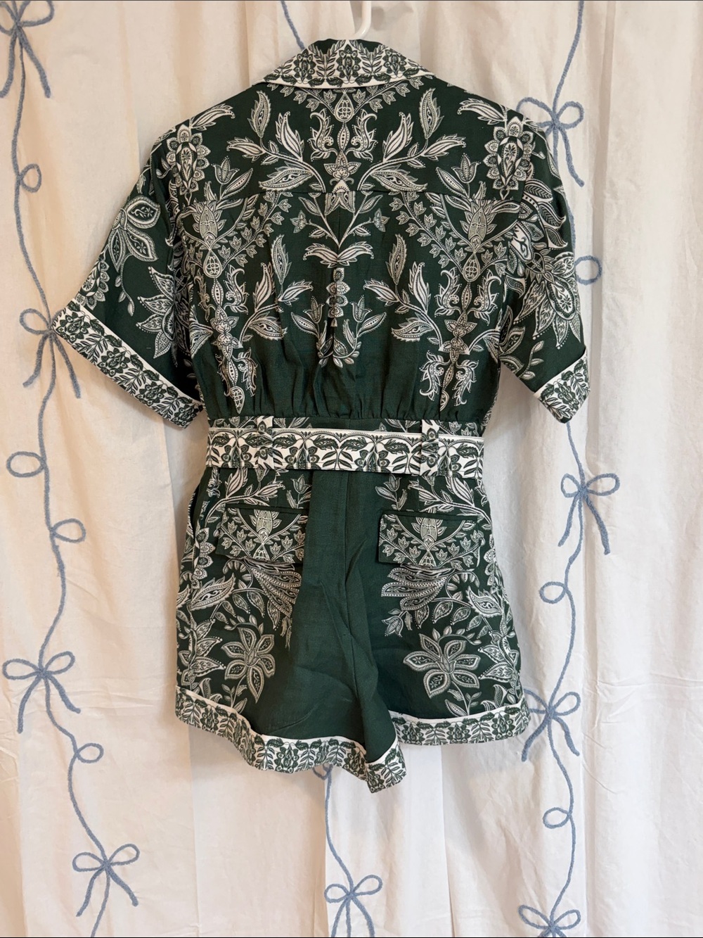 FARM Rio Dark Green Floral Print Short Romper - Picture 3 of 4